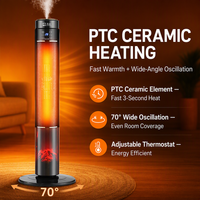 Chauffage électrique à LED réaliste avec fonction humidificateur, radiateur silencieux pour chauffage d'intérieur