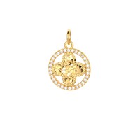 Pendentif Collier Trèfle à Quatre Feuilles Porte-Bonheur Incrusté de Diamants Style Glace Pilée Tendance Nationale pour le Commerce Extérieur Transfrontalier Écologique