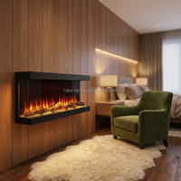 Cheminée électrique encastrée d'angle en acier sur mesure de 40 à 100 pouces avec flamme LED réaliste et télécommande pour intérieur