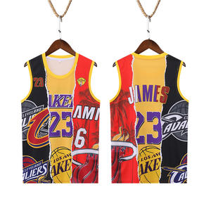 طباعة رقمية ثلاثة في واحد الربط سريع الجفاف جيرسي كرة السلة تنفس لوس أنجلوس ميامي كليفلاند جيمس كرة السلة - Product Image 1