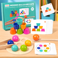 Juego de Reconocimiento de Colores del Arcoíris Montessori para Niños, Juguete Educativo Temprano con Cuentas de Madera, Bolas y Vasos para Emparejar