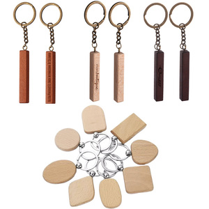 High Quality Solid Wood Keychain Various Shape Engraved Hanging Piece Wooden Hanging Tag Promotional Keychains