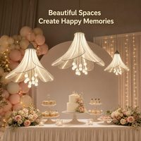 Ensemble de lampes suspendues en métal argenté en forme de feuille, trois tailles, en argent et blanc chaud, pour mariages et événements