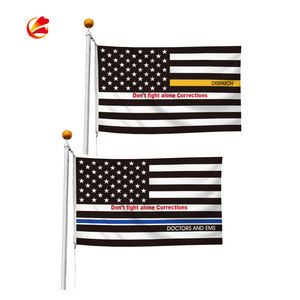 Тонкая синяя линия вышитого американского флага 3 Х5 футов латунные люки в честь мужчин и женщин, флаг правоохранительных органов черного и белого цвета - Product Image 5