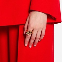 Bague pour l'index en cuivre plaqué or bicolore, brillante, minimaliste, simple et élégante, accessoires pour femmes, bague en laiton