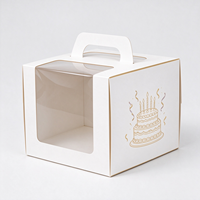 Boîte alimentaire jetable en carton, boîte à gâteau avec fenêtre et poignée, boîte à frites, boîte à ailes de poulet chaudes