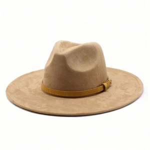 Sombrero Fedora de Gamuza con Correa de Cuero, Colorido, con Forma de Corazón de Durazno, para Hombre y Mujer, Ala Ancha, Estilo Jazz - Product Image 4