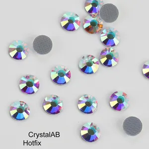 Hot Fix Round White Clear Crystals Gems Glass Stones Hotfix Flat Back Rhinestones