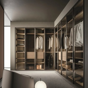 <span class=keywords><strong>Dressing</strong></span> intégré en bois massif de style crème français, avec coiffeuse intégrée pour un rangement élégant de la chambre, garantie 5 ans - Product Image 2