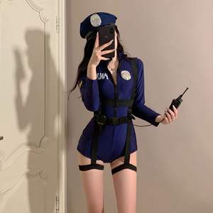 Costume d'officier de police d'inspiration militaire pour femme, motif uni, lingerie en polyester pour adulte - Product Image 2