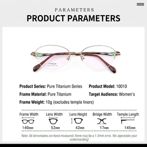 Monture <span class=keywords><strong>de</strong></span> <span class=keywords><strong>lunettes</strong></span> en titane pur pour femmes 10010 – Tendance et élégante, pour myopie – Vente en gros directement du fabricant - Product Image 5