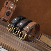 Ceinture en cuir de vachette souple faite à la main WIZNEERK, légère, durable, avec boucle à ardillon simple en alliage, unisexe, véritable et tendance