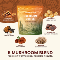 LIFEWORTH Energy Focus Immunité Soutien Queue de Dinde Champignons Shiitake Poudre de Café Instantanée