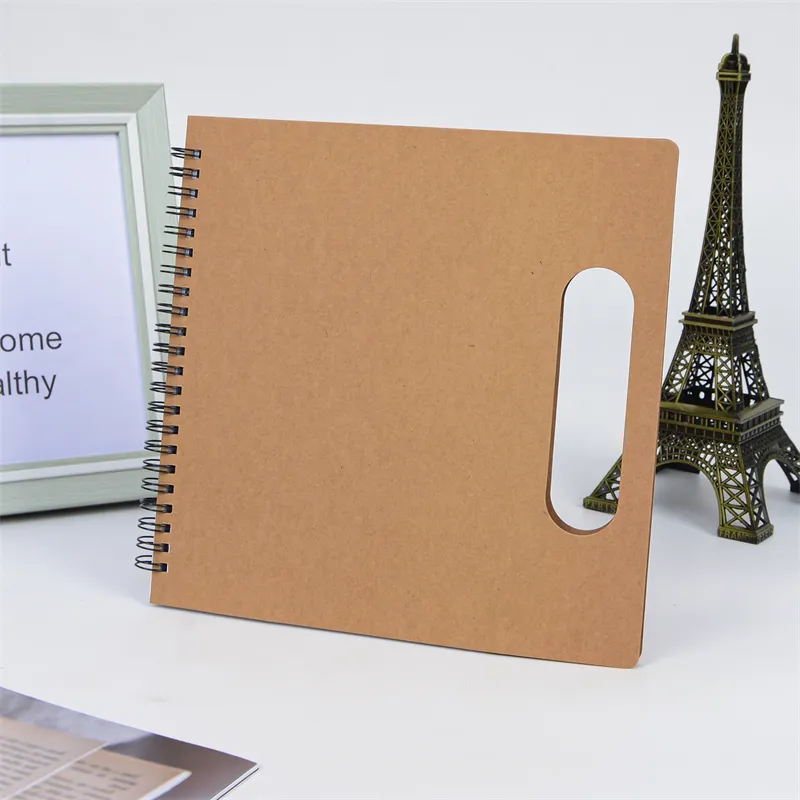Anpassbares Kraftpapier-Beutel Geschäftsnotizbuch spiralgebundenes gefüttertes Notizbuch mit Stift