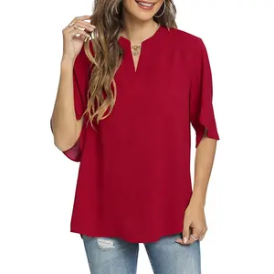 2023 Small Order Quickly Summer New Women Clothes Loose V-neck Shirt Chiffon Blouse Women