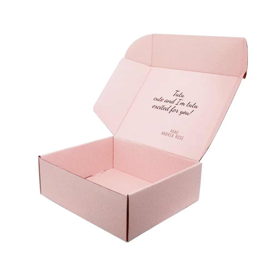 Custom Mailer Printed Pink Red Apparel Boxes Corrugated Mailer Box Shoes Clothes Box Packaging With Logo