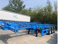 Semi-remorque châssis conteneur rétractable en acier 20-40 pieds, verrouillage par torsion réglable, suspension pneumatique robuste, charge utile 60T, Chine