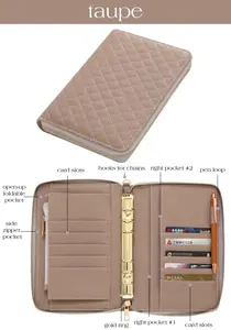 Etsy FB TK Bestseller A6 Geste ppte Pebble Leather Zipper Binder Wallet als Leder umschlag mit Fly Leaf erhältlich