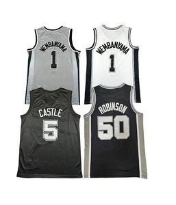 Nouveaux maillots de basket brodés 2026 à prix abordable : 5 Castle, 4 Fox, 1 Wembanyama, 50 Robinson - Product Image 3