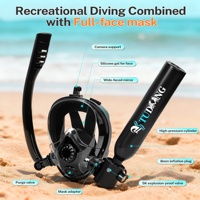 TUDIVING Lanière de sécurité pour entraînement de plongée libre jusqu'à 5 mètres de profondeur, masque de plongée intégral pour la plongée libre et le snorkeling, mini-bouteille de plongée de 0,5 L