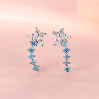 Boucles d'oreilles délicates en argent 925 bleu clair, motif forêt profonde, avec une touche luxueuse et sophistiquée