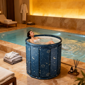 Baignoire à glace portable en PVC ronde pour 1 personne, pliable, avec motif céleste, pour adultes, utilisation en extérieur - Product Image 1
