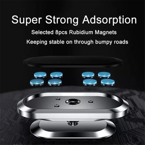 Support de téléphone portable de voiture magnétique puissant support réglable à 360 degrés support de tableau de bord à rayures métalliques mini pâte support 2in1 - Product Image 3