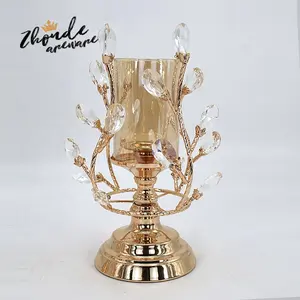 北欧风格金色金属水晶烛台结婚用品水晶烛台