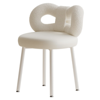 Chaise de maquillage à dossier crème Table de toilette Tabouret à clous Chaise de salle à manger avec nœud