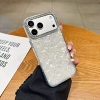 Coque de téléphone antichoc en TPU électroplaqué avec motif coquillage, cœur et nœud en diamant