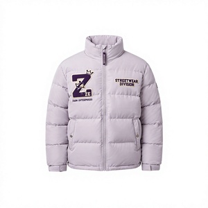 ZAINI Premium 180 GSM Water Resistant Polyester Puffer <b>Jacket</b> Light Grey Quilted Custom Logo Winter Coat Hooded Camouflage - Product Image 1