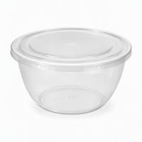 Bol jetable en plastique transparent 1000 ml 135x80 mm avec couvercle, grand format, pour fêtes, restaurants, buffets, soupes, qualité alimentaire PP, robuste