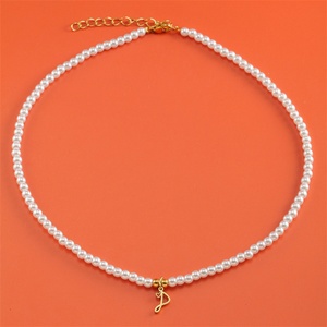 Dainty Women Accessories Custom Personalized Jewelry Pearl Necklace 26 Initial Letter Charm Necklace - Product Image 6