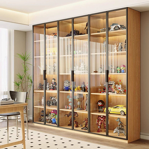 Meuble de rangement moderne en bois XHA avec portes vitrées, cinq niveaux, grande capacité, étagère de présentation, organisateur de salon - Product Image 2
