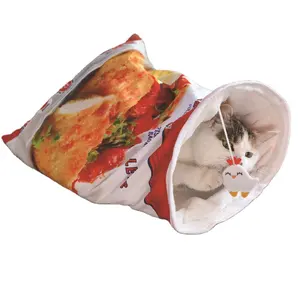 Haustier-Höhle Schlafbett Wärme Katzenbett halbgeschlossen faltbar Katzenbett waschbar Katze spielen Ruhe Nest mit Spielzeug