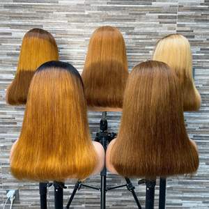 Perruque en <span class=keywords><strong>cheveux</strong></span> humains vietnamiens bruts de haute qualité couleur vin, super double drawn, avec dentelle transparente, ultra-lisse - Product Image 3