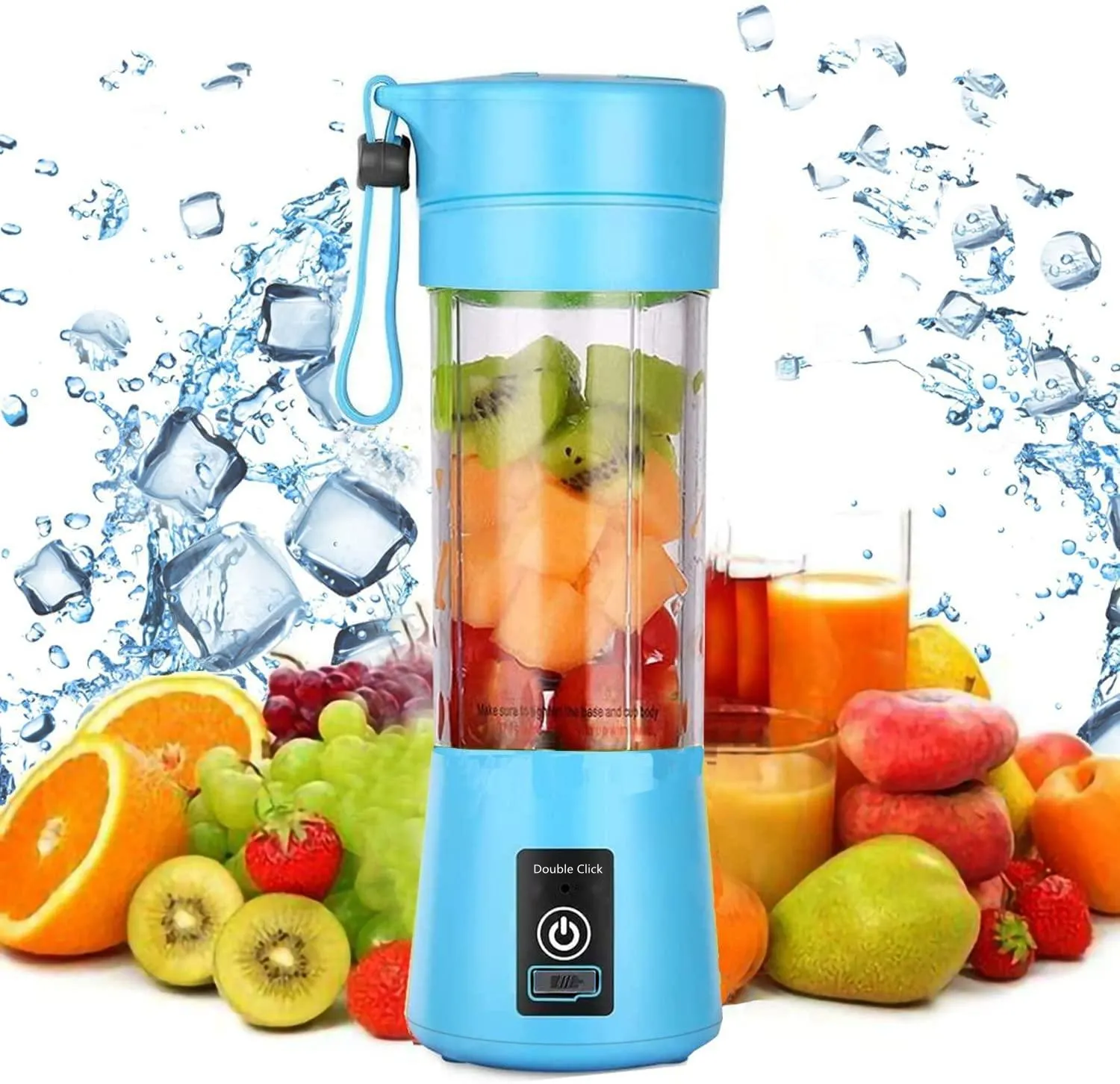 Portable Fruit Juicer Ice Smoothie 6 Blade Mini Home USB Rechargeable Portable Blender