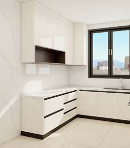 Gabinetes de Cocina Modernos Personalizados de Estilo Moderno con Acabado Brillante en Laca Blanca y Encimera de Mármol - Product Image 3