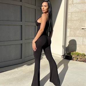 Solid Color Basic Backless Yoga Jumpsuit Women Sports Fitness Spaghetti Strap Activewear <b>Romper</b> - Product Image 5