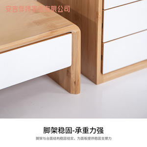 Bamboo <b>Desktop</b> Monitor <b>Riser</b> With Drawers Multipurpose Office Organizer Natural Bamboo Material - Product Image 4