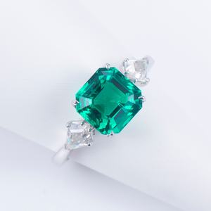 Anillo de Compromiso de Esmeralda Creada con Joyería de Oro de 9k y 18k Messi Jewelry MS-620 - Product Image 5