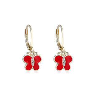 Joyería para Bebés al por Mayor, Regalo para Niños, Aleación de Cobre, Esmalte Rojo para Recién Nacidos, Broche de Mariposa Personalizado, Zirconia Cúbica, para Fiestas - Product Image 1