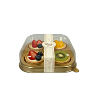 2/3/4-delige gebakdozen, bakkerijbenodigdheden, voedselveilige PET, wegwerpbaar, voor Franse fruit-taartjes, gouden plastic verpakking met transparant deksel