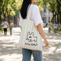 Sac de shopping personnalisé réutilisable pliable en toile laminée en coton, sac fourre-tout imprimé avec poignée