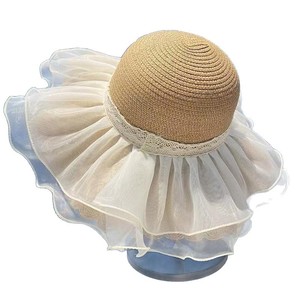 French Style Wide Brim <b>Straw</b> <b>Hat</b> Beige Khaki Breathable Sun Protection Beach Sunshade Adult Women's <b>Hat</b> - Product Image 5