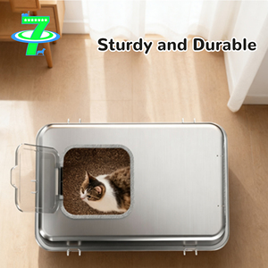 Caja de Arena para Gatos de Acero Inoxidable DSDT, Resistente, Duradera, Fácil de Limpiar, Control de Olores, Anti-Salpicaduras, CLB-032 - Product Image 4