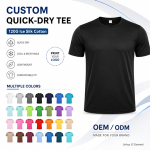 T-shirt da uomo personalizzata all'ingrosso con logo, in seta ghiaccio traspirante ad asciugatura rapida, a maniche corte, ideale per <span class=keywords><strong>palestra</strong></span>, sport, casual e uso quotidiano - Product Image 1
