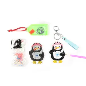 Borsa decorazione fai da te facile da montare assicurazione di qualità regali per bambini spazzolare i denti pinguino diamante vernice portachiavi
