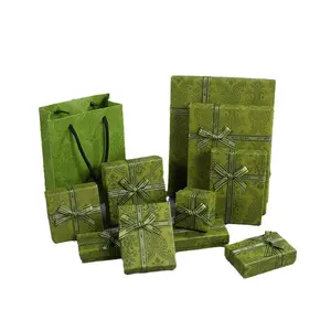 21*4.5*2.5Cm China Leveranciers Groothandel Deksel Verpakking Retail Groene Kleur Kartonnen Stijve Geschenkdoos Verpakking Voor Ketting Sieraden