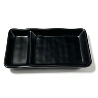 Vaisselle de restaurant HCMA 7,5 pouces, assiettes rectangulaires noires en mélamine sans BPA, de qualité alimentaire, avec compartiments ondulés et sets de trempettes